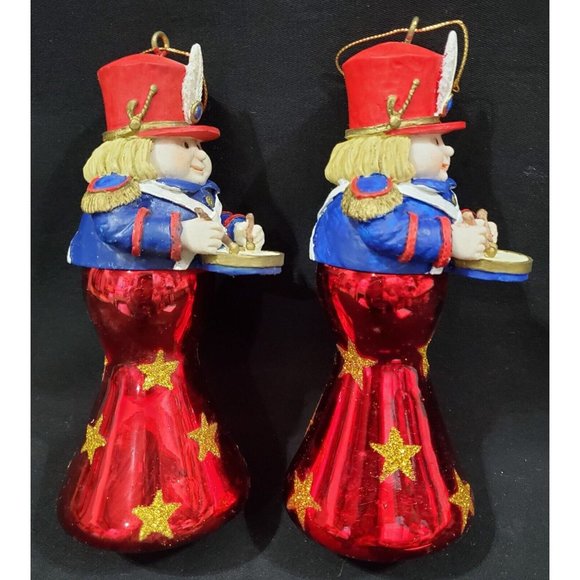 Trim A Home 2 DRUMMER BOY CHRISTMAS ORNAMENTS European Style mouth blown glass - Picture 2 of 4